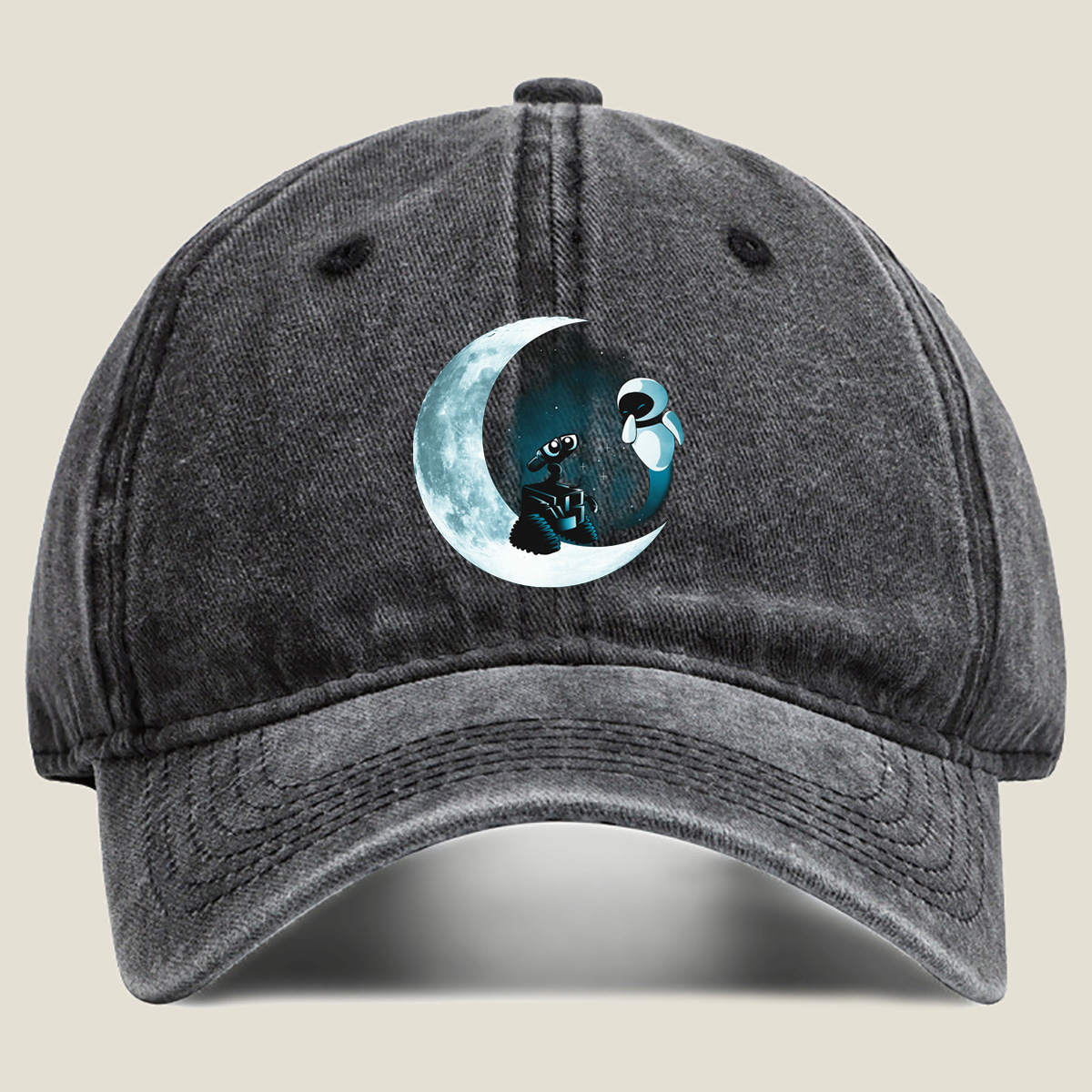 WALL-E and EVE on the Moon - Washed Denim - Baseball Cap