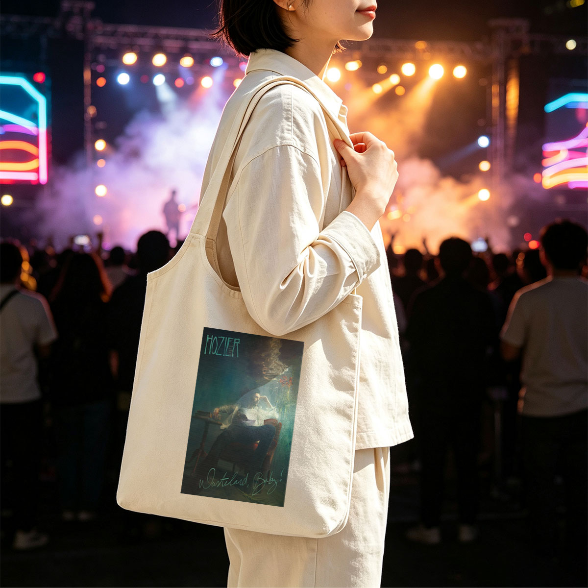 Hozier Underwater Scene with Man in Chair Reading Books and Flowers Floating - Canvas shoulder bags/