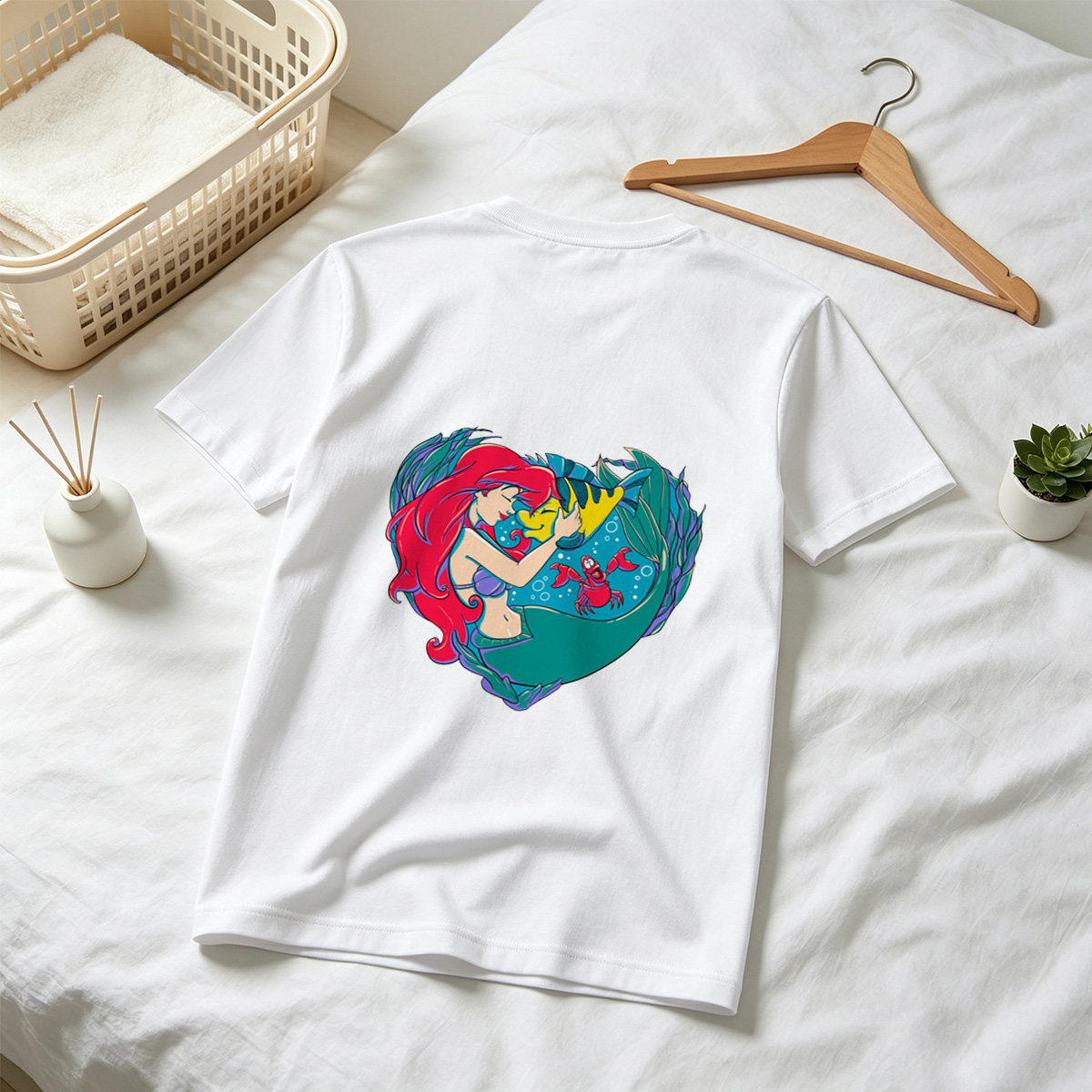 The Little Mermaid: Ariel and Flounder in a Heart Frame - Tee