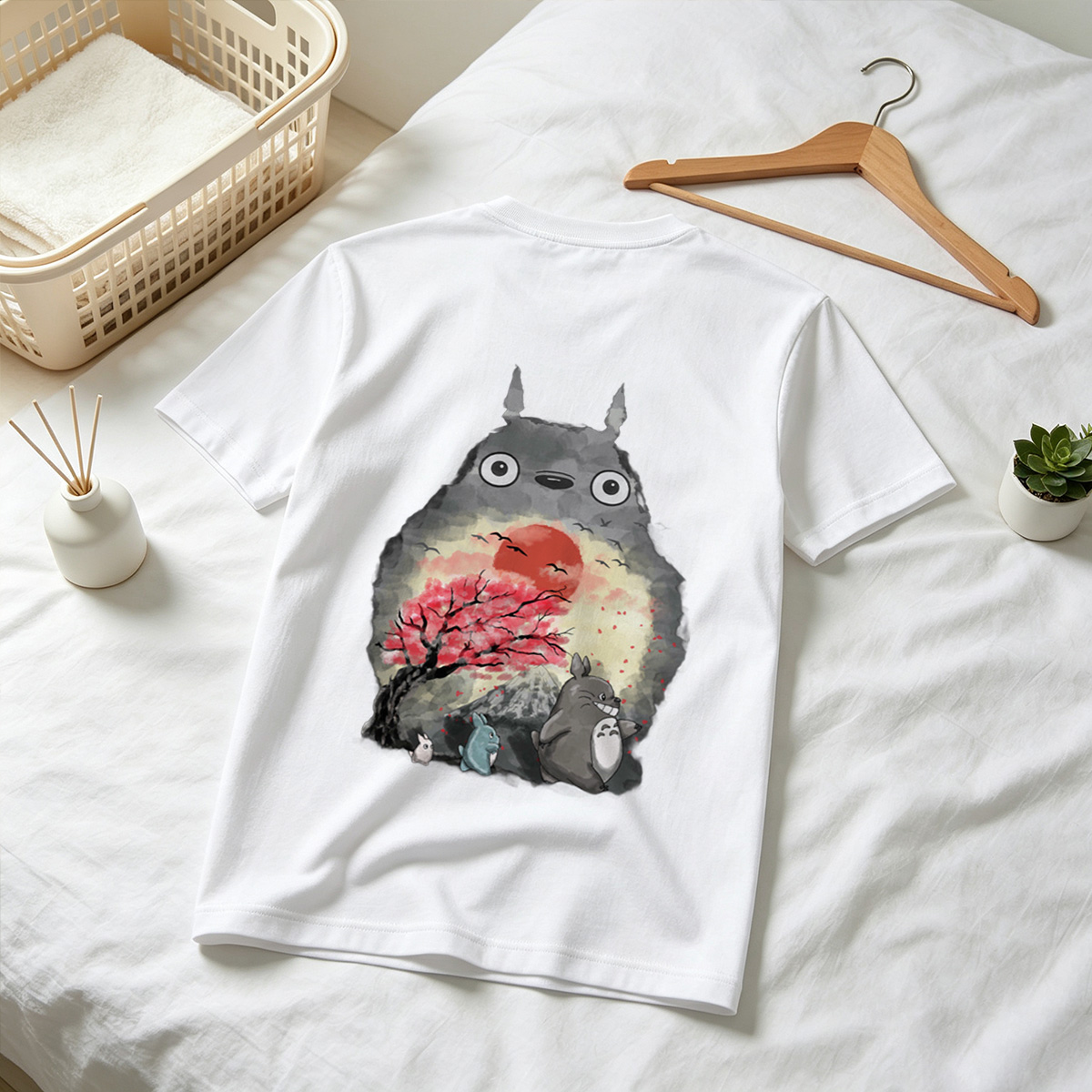 Totoro and Friends in Cherry Blossom Sunset - Tee