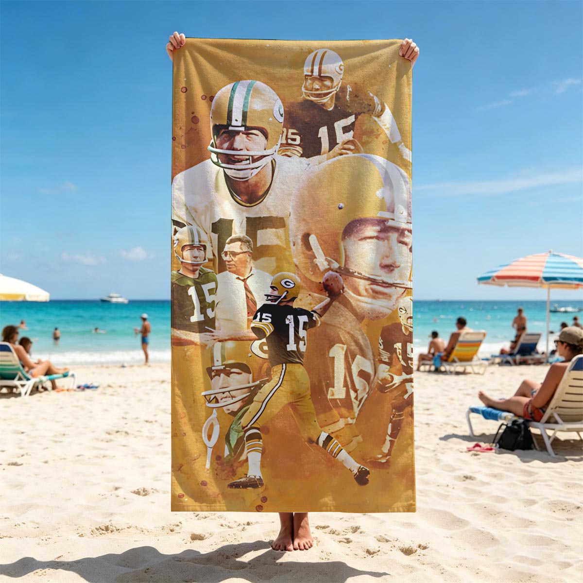 Bart Starr, Green Bay Packers Quarterback #15, Football Legend - Beach towels