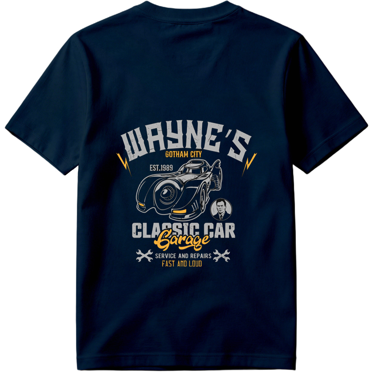 Wayne's Gotham City Classic Car Garage: Batman and Bruce Wayne - Tee