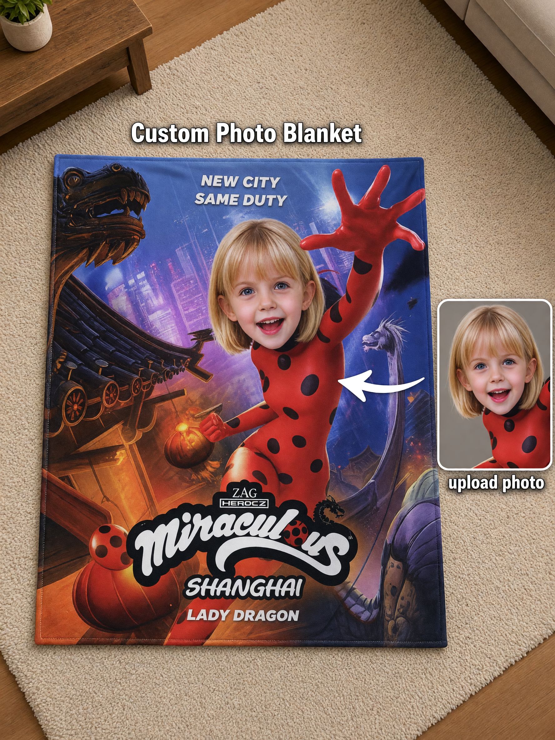 Custom Face Photo Flannel Blanket Personalized Superhero Plush Throw Soft Anti-Pilling Cozy Bed Couch Gift
