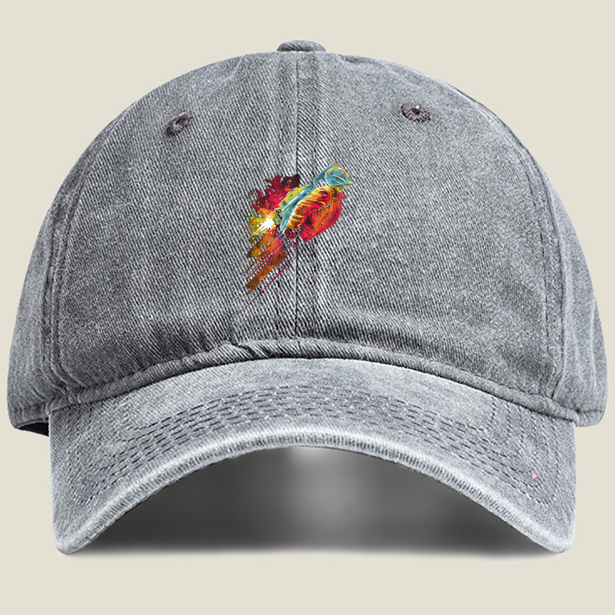 Rocket Racer: Speed Demon in Motion - Washed Denim - Baseball Cap