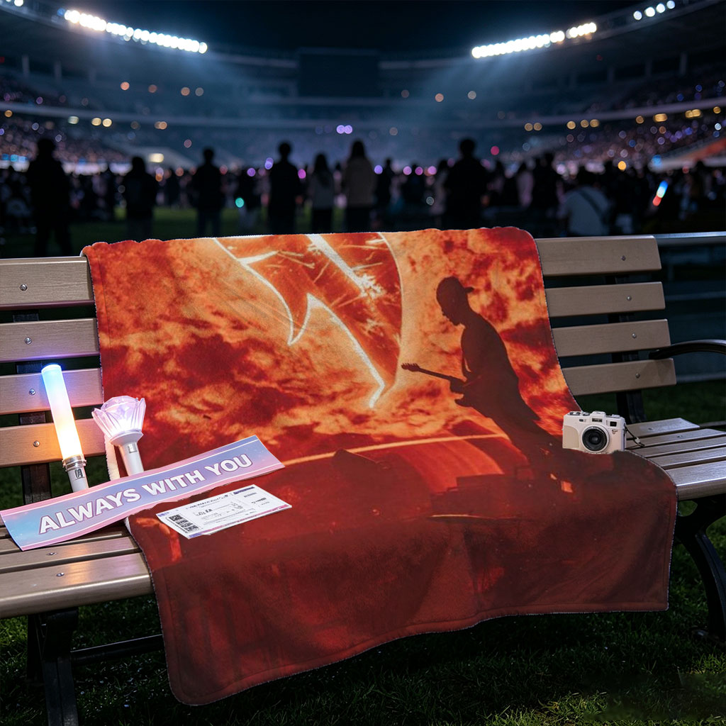 Imagine Dragons Live Performance with Dramatic Red Sky and Glowing Logo Projection - Blankets