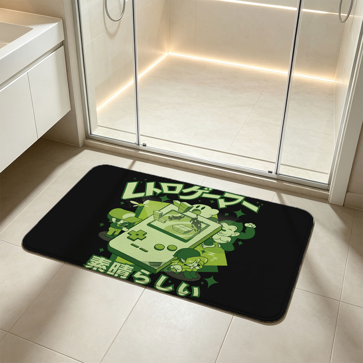 Mario, Luigi, Yoshi, and Toad with a Retro Game Console - Flannel floor mat
