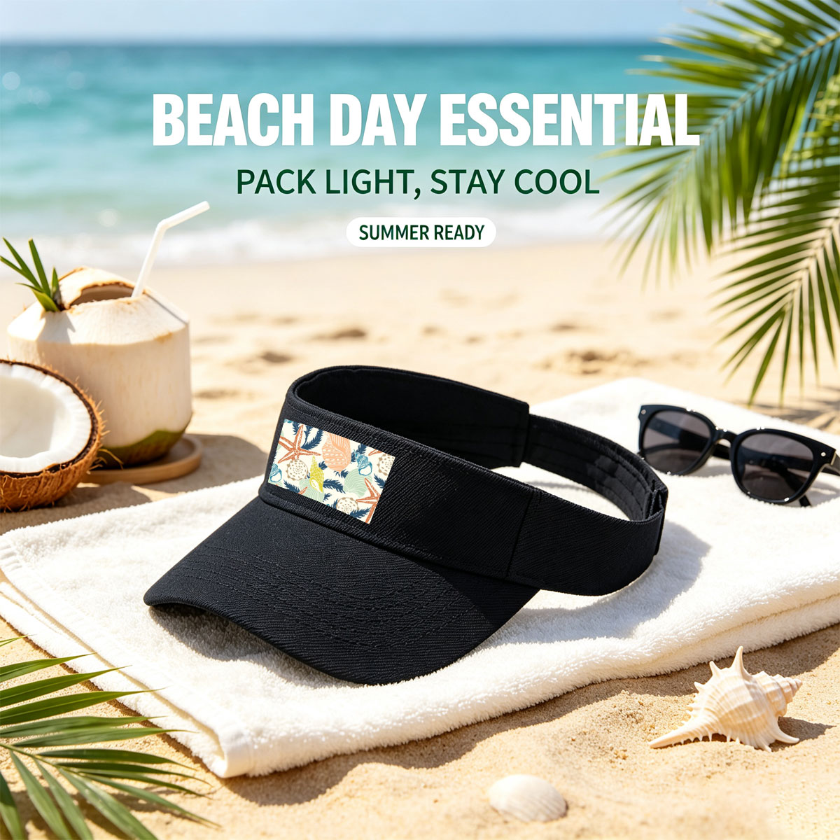 Seashells, Starfish, and Seaweed Pattern -  Visor cap