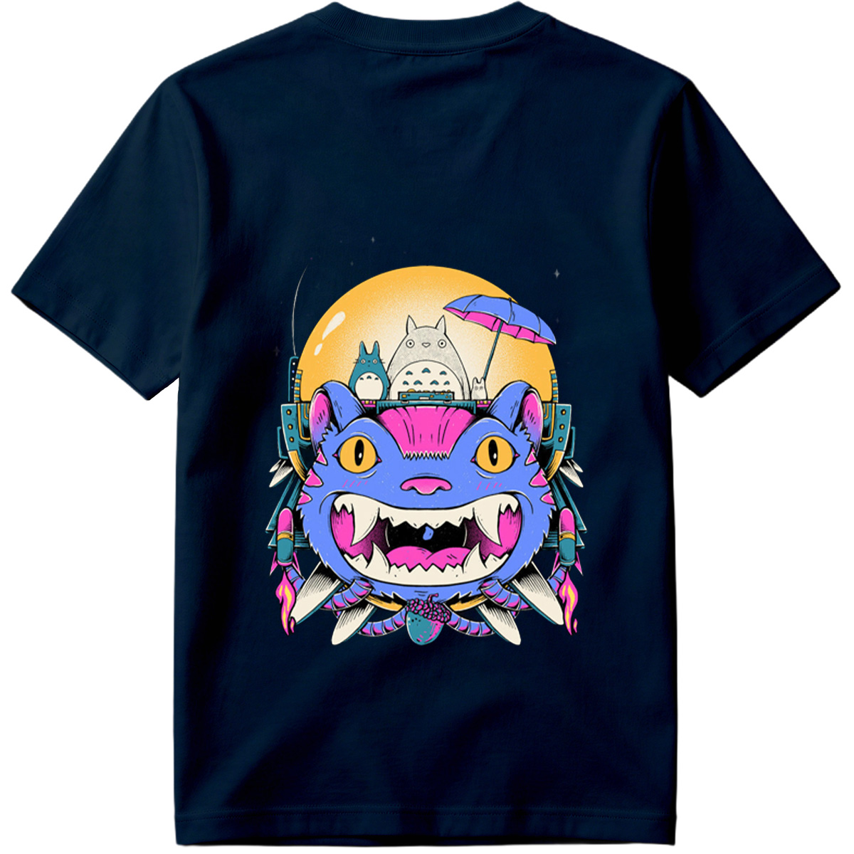 Totoro and Cheshire Cat in Space Adventure - Tee