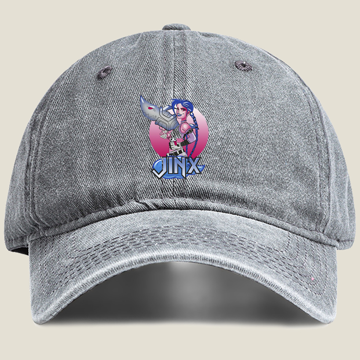 Jinx from League of Legends - Washed Denim - Baseball Cap