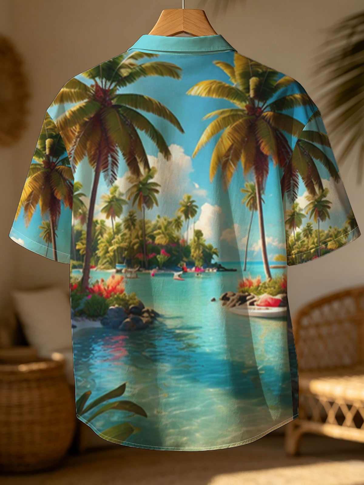 Tropical Paradise with Palm Trees and Crystal Clear Water -  Shirt