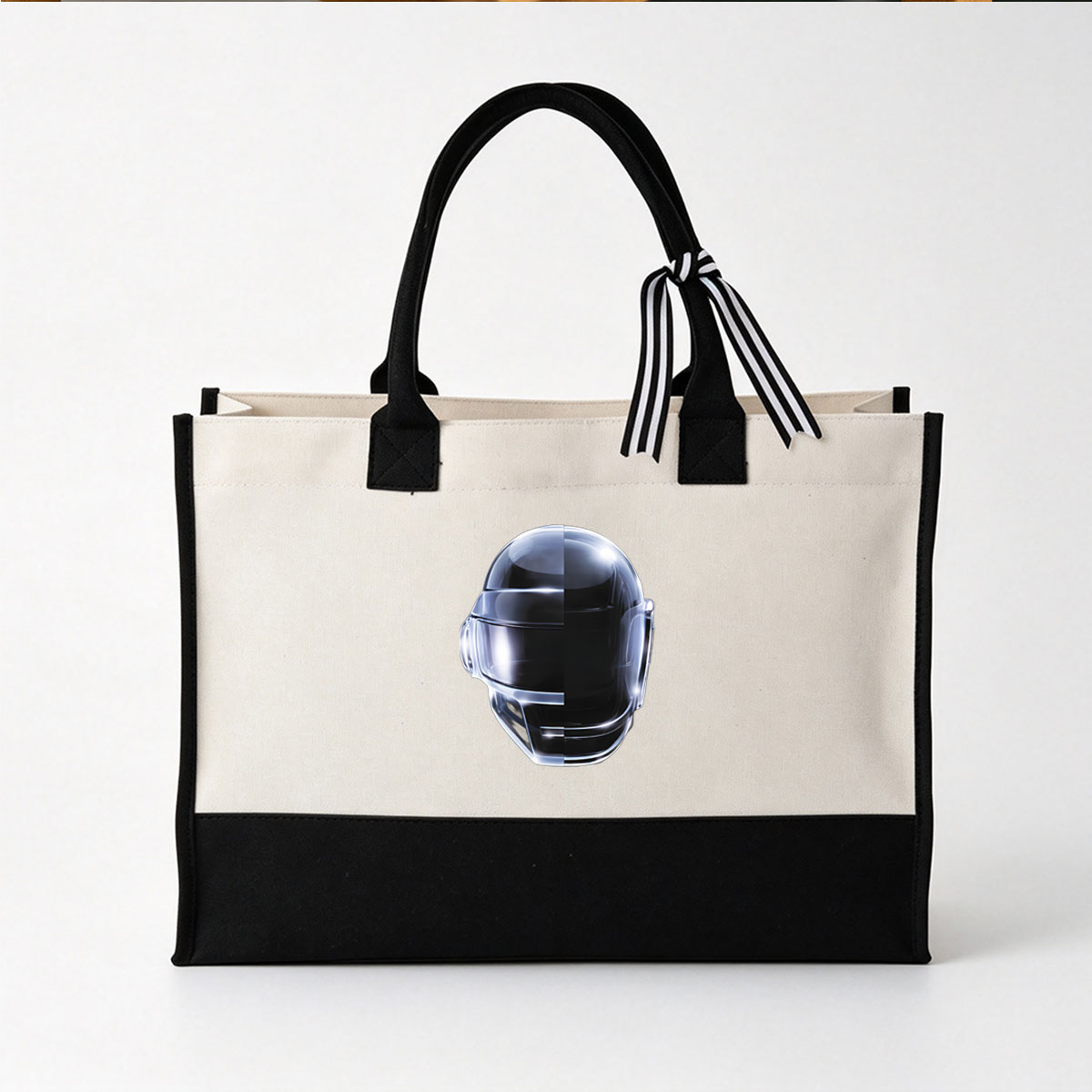Daft Punk Helmet Design - Canvas patchwork gift tote bag