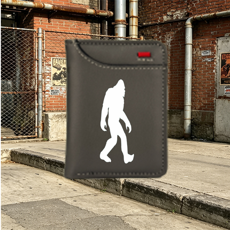 Unisex Vertical Wallet with Bigfoot Silhouette Print - Compact RFID Blocking Wallet for Outdoor Adventures, Hiking, and Everyday Use - Ideal for Nature Lovers, Travelers, and Adventure Enthusiasts