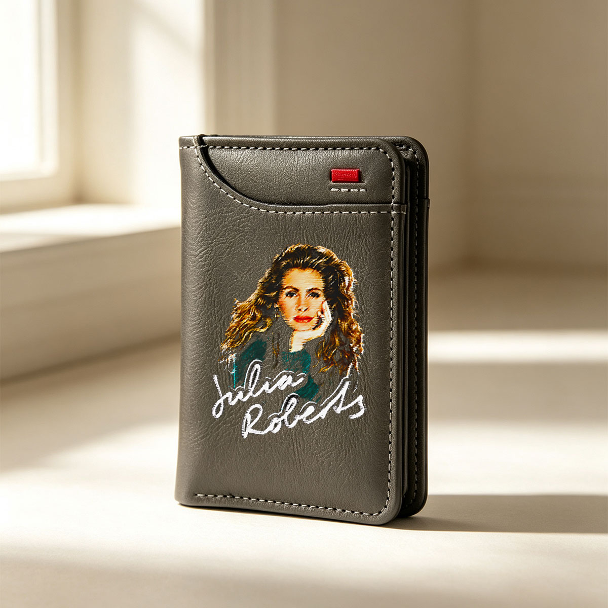 Julia Roberts Portrait with Signature - Vertical Style Wallet