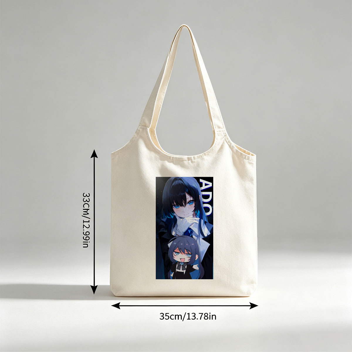 ADO - Anime Character Portrait with Chibi Version in Cosmic Background - Canvas shoulder bags/