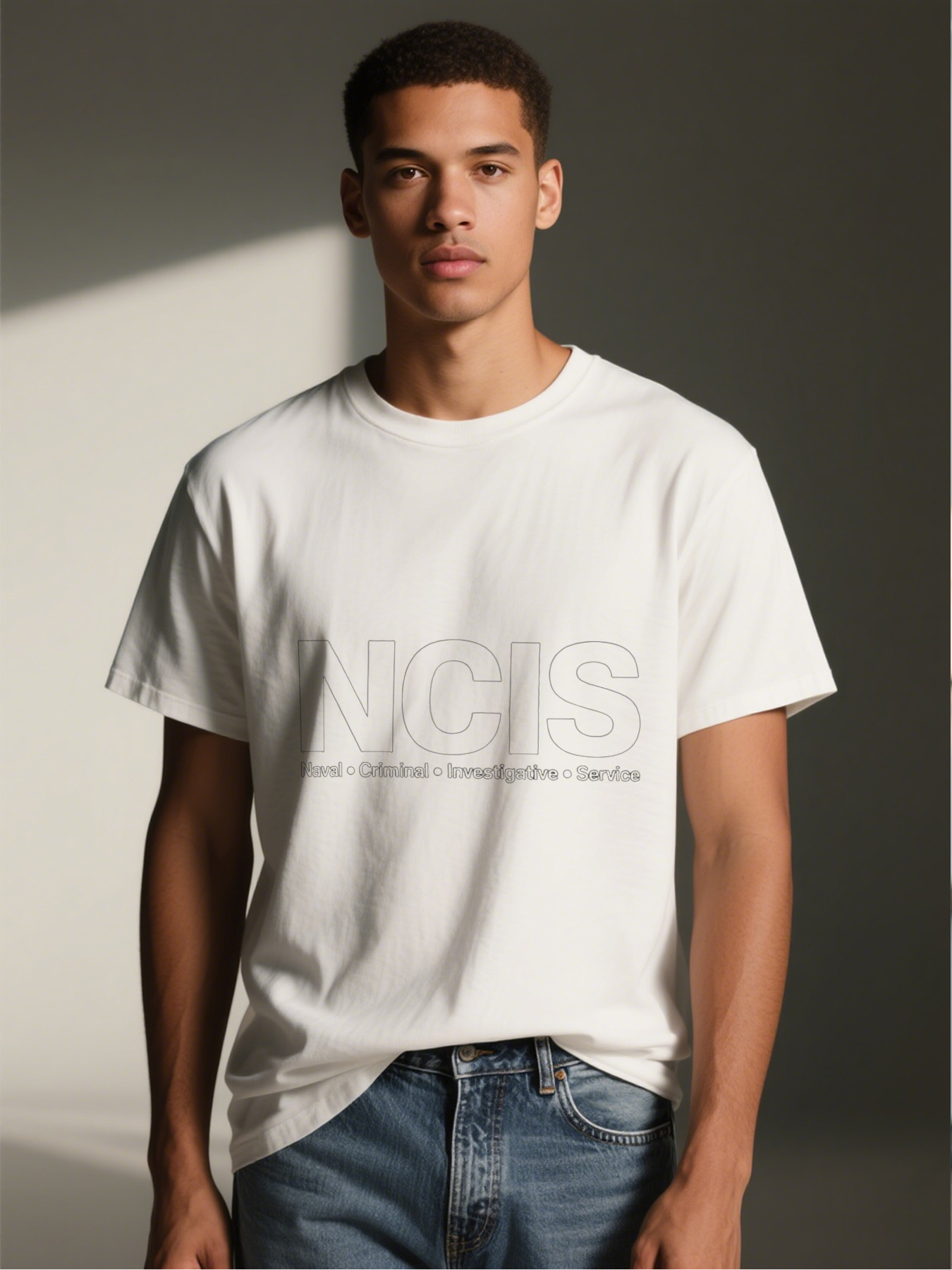 Men's NCIS Printed T-Shirt Naval Criminal Investigative Service Logo Graphic Tee Casual Round Neck Lightweight Breathable Summer Short Sleeve T-Shirt for Fans and Adults