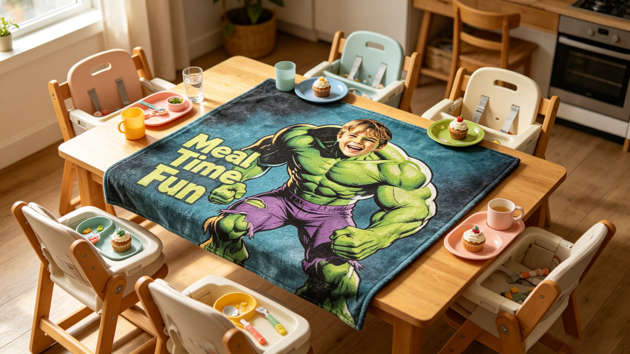 Custom Hulk Personalized Photo Flannel Throw Blanket, Upload Kids Face Superhero Blanket Unique Birthday Gift for Boys