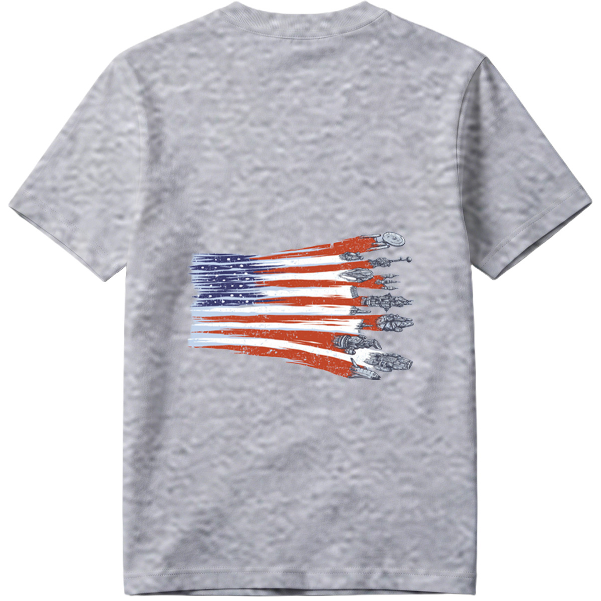Star Trek and Star Wars Ships in American Flag Design - Tee
