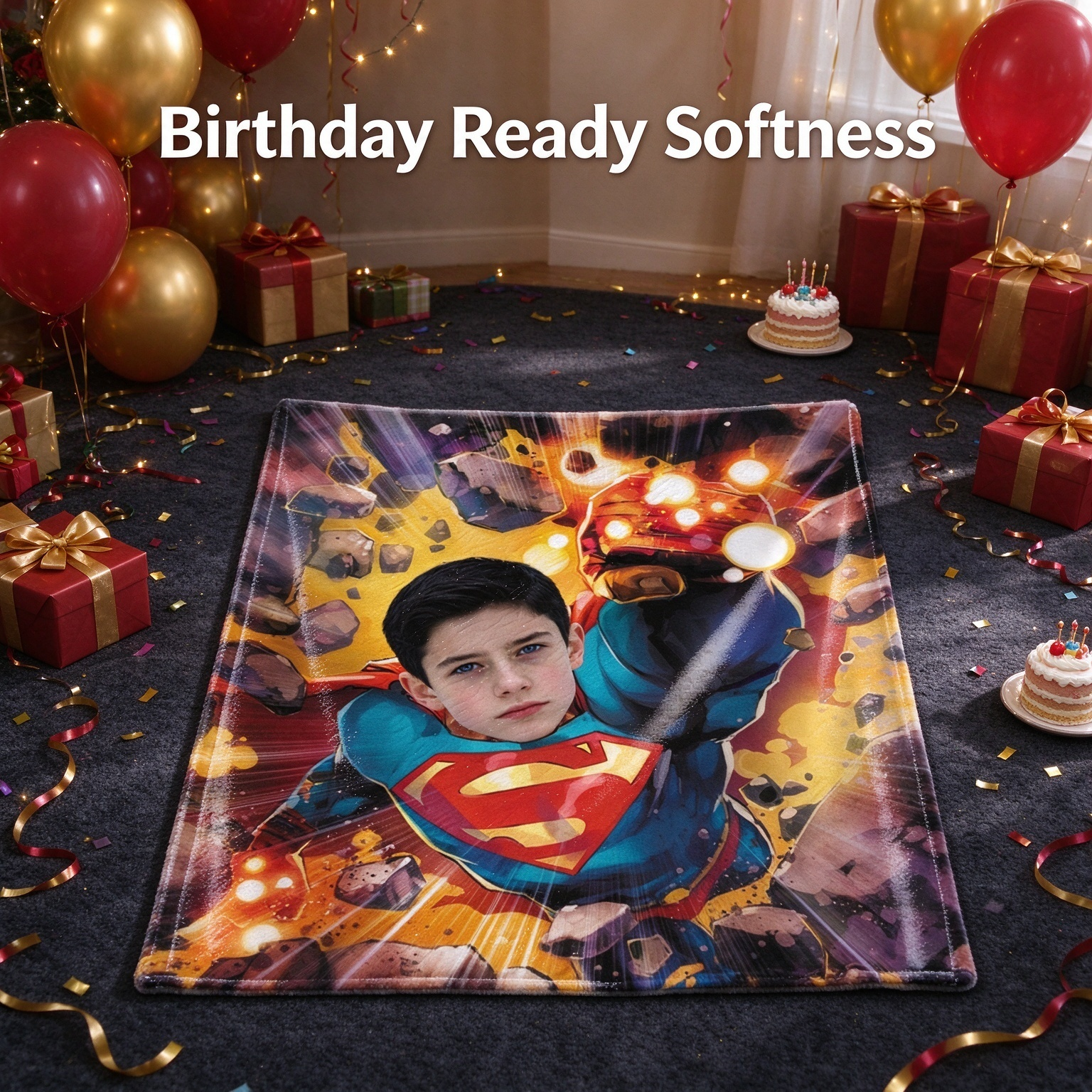 Custom Photo Face Superhero Flannel Blanket Ultra Soft Anti Pilling Plush Fleece Throw Personalized Keepsake Gift for