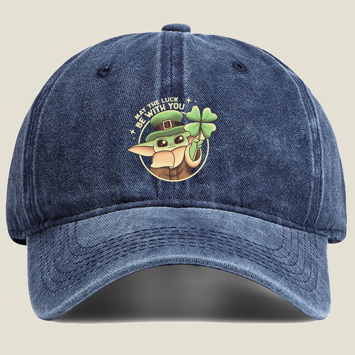 Baby Yoda Wearing Leprechaun Hat Holding Four Leaf Clover with 