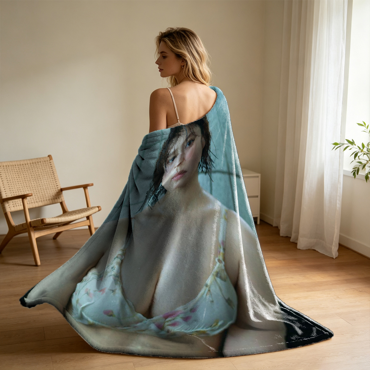 Backless Beauty in Emerald Silk - Blanket