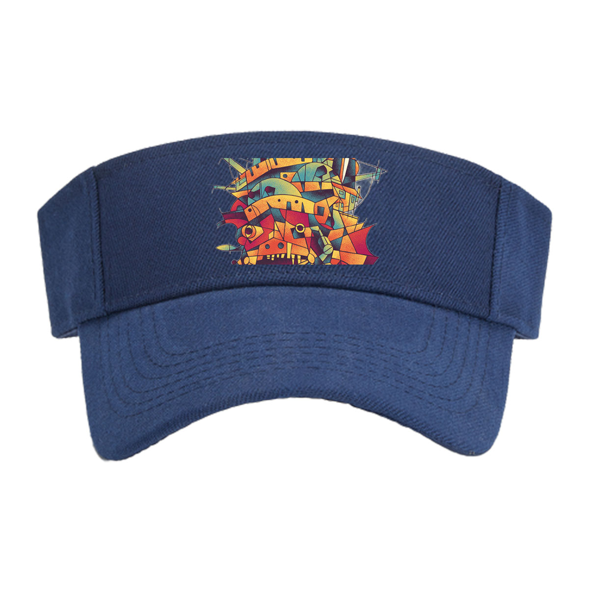 Abstract Mechanical Monster with Vibrant Geometric Design -  Visor cap