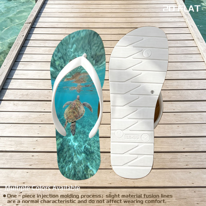 Sea Turtle Swimming in Clear Blue Waters -  flip-flops