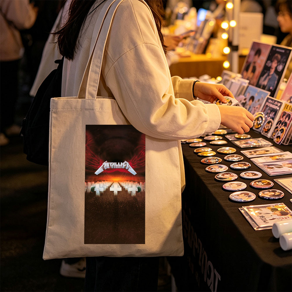 Metallica War Scene with Crosses and Fiery Sky - Canvas tote bags