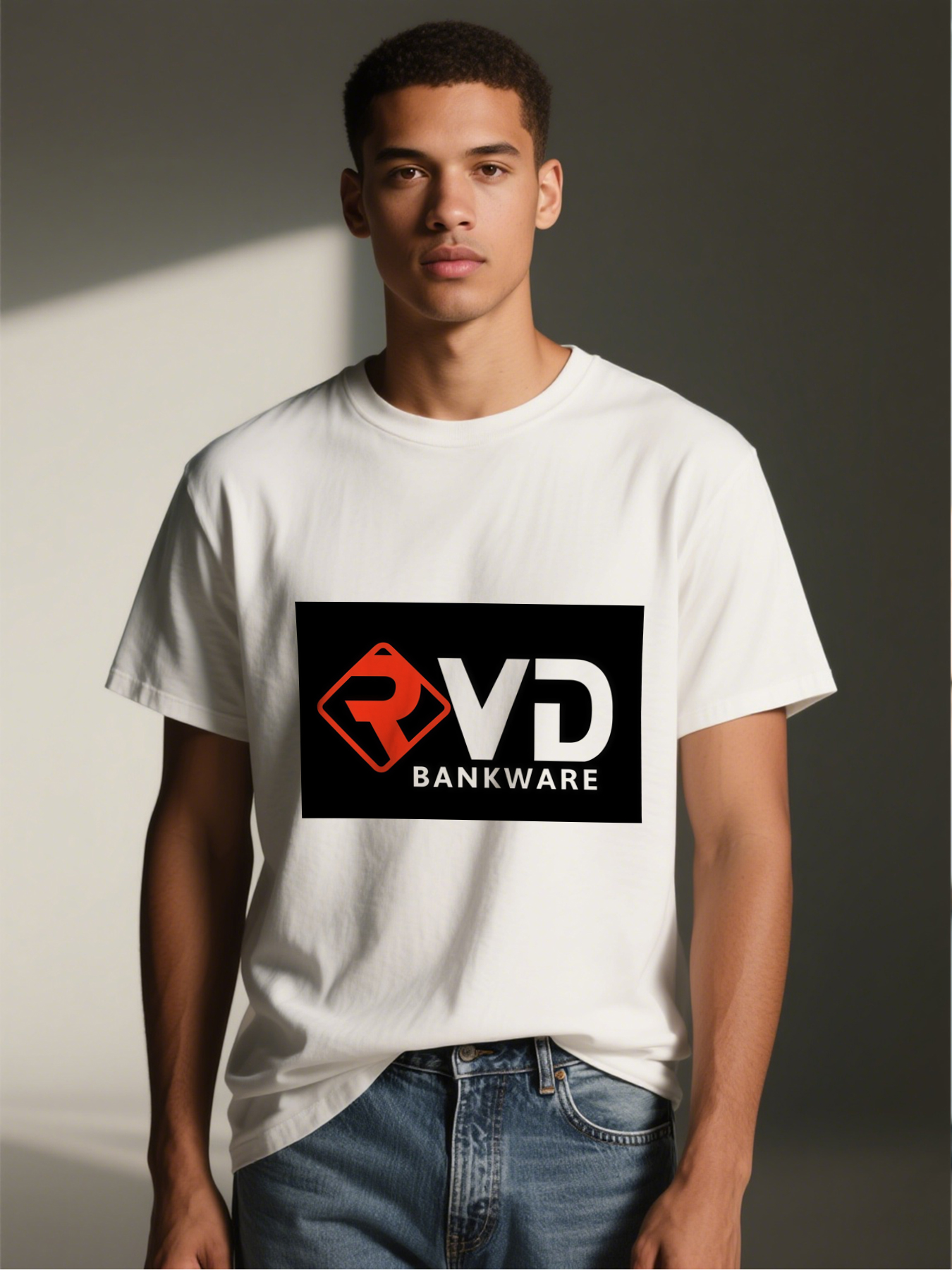 Men's Printed T-Shirt with PVD Bankware Logo Design Casual Round Neck Lightweight Breathable Summer Short Sleeve Tee for Daily Wear, Outdoor Activities, and Tech Enthusiasts