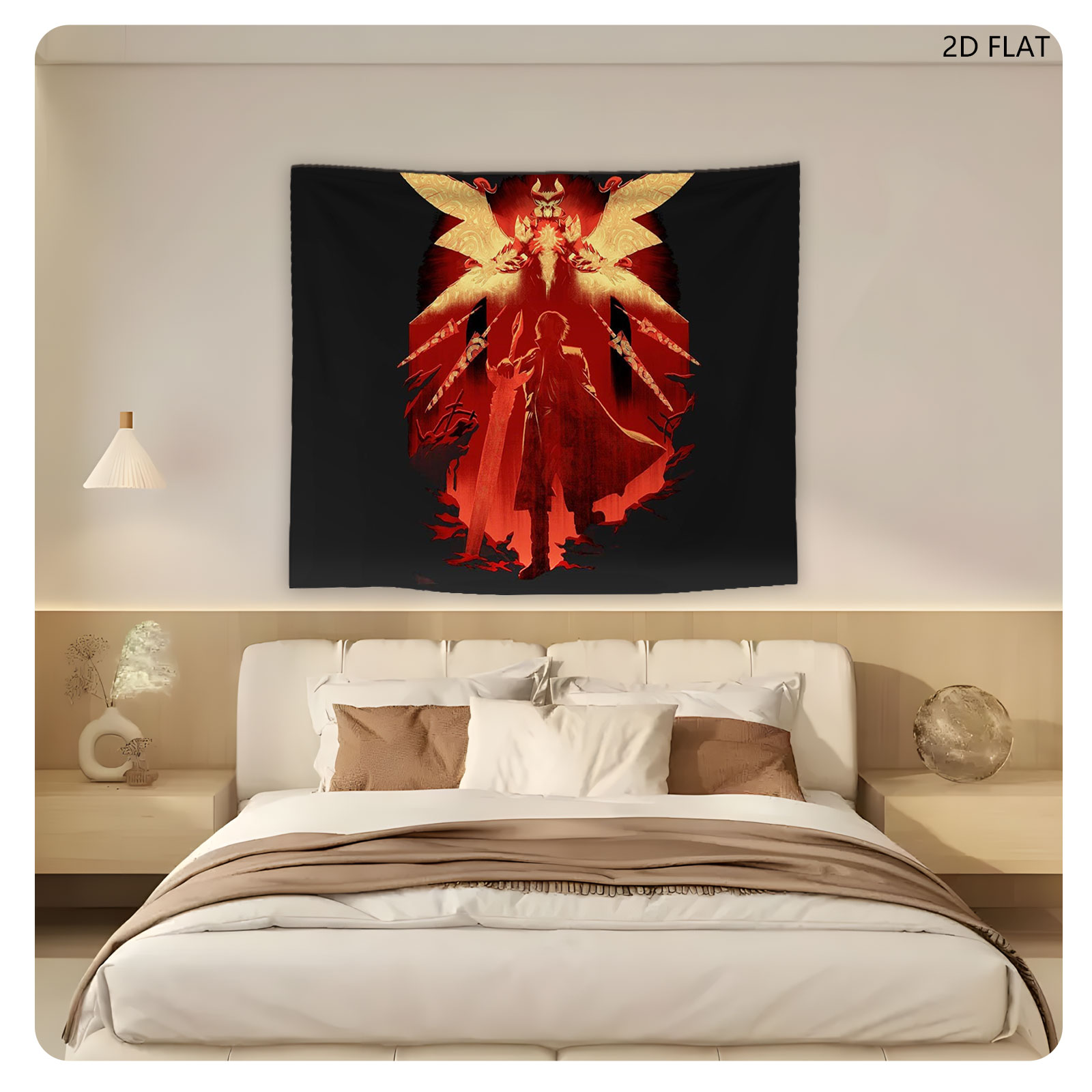 Demon King and Warrior: Shadow Duel in Crimson Realm - Tapestry