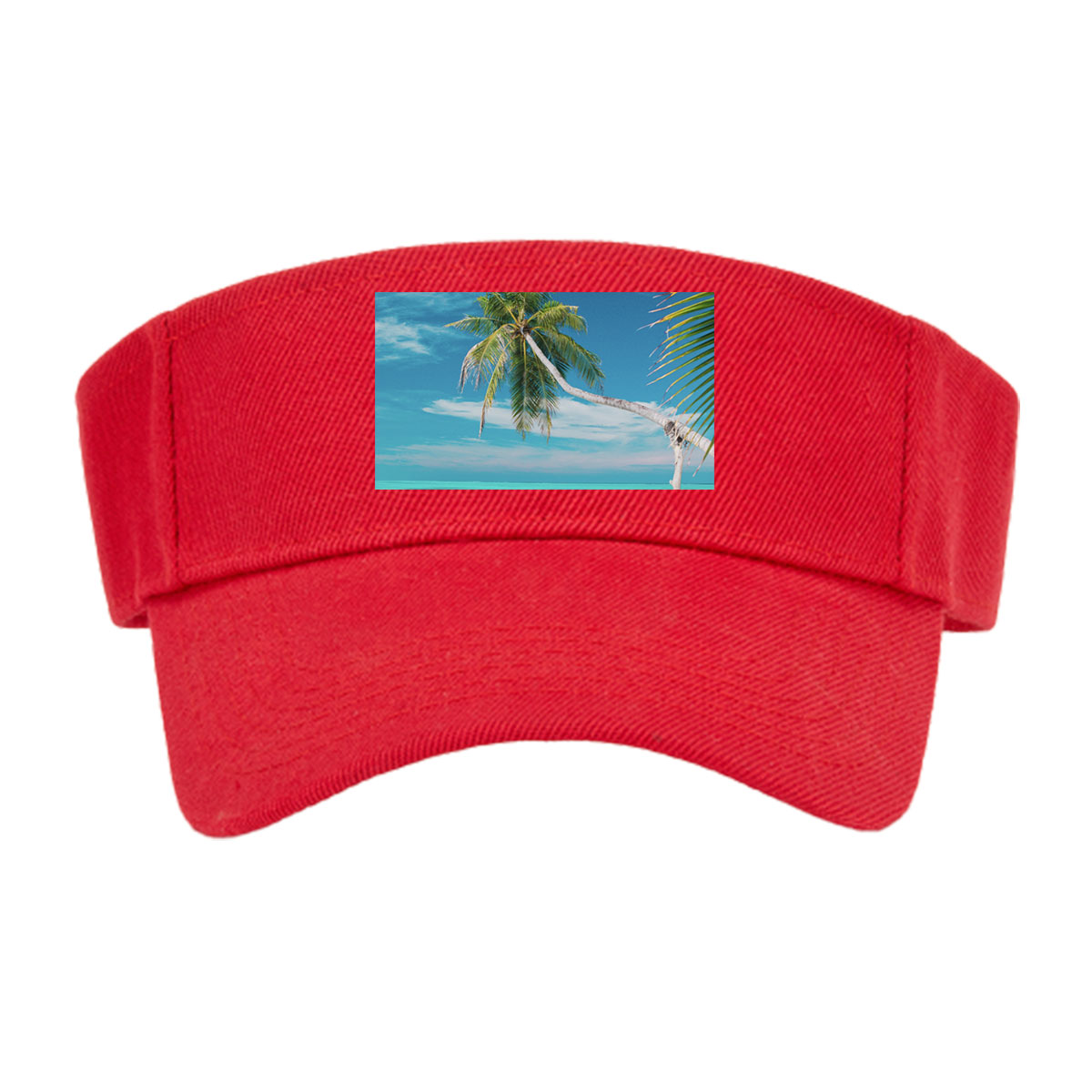 Tropical beach with palm tree and turquoise water -  Visor cap