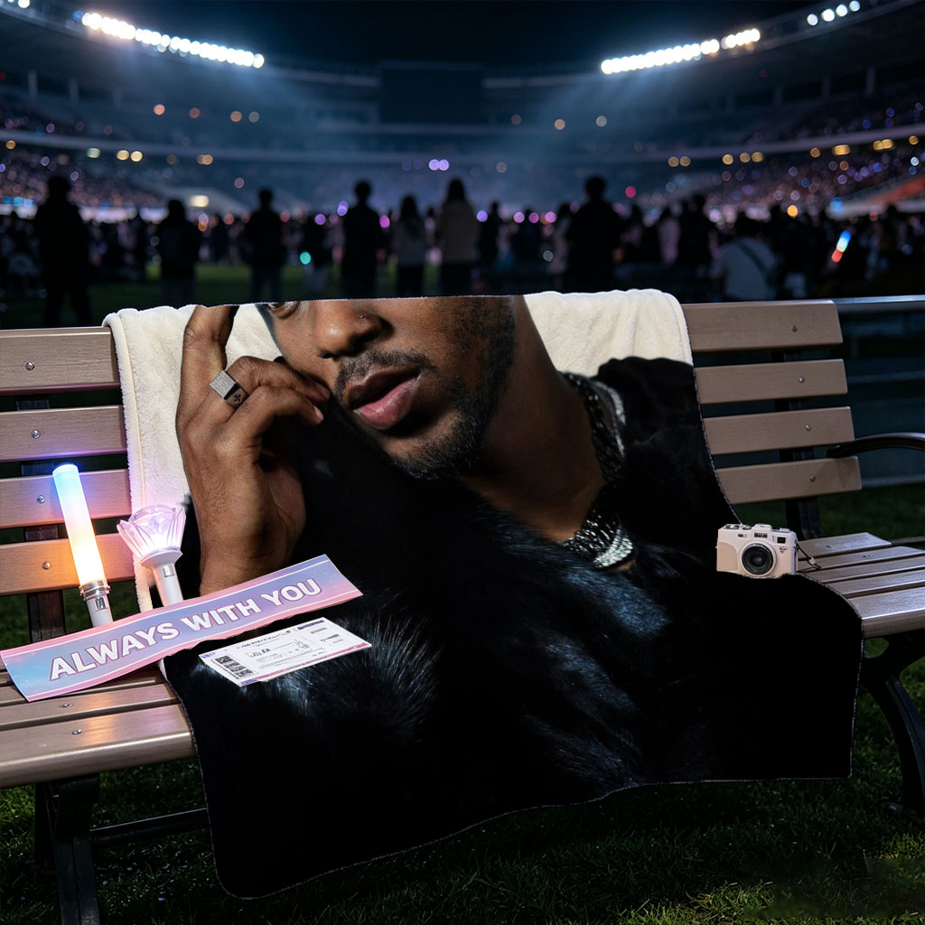 Kendrick Lamar in a Stylish Pose Wearing a Black Fur Coat and Silver Jewelry - Blankets