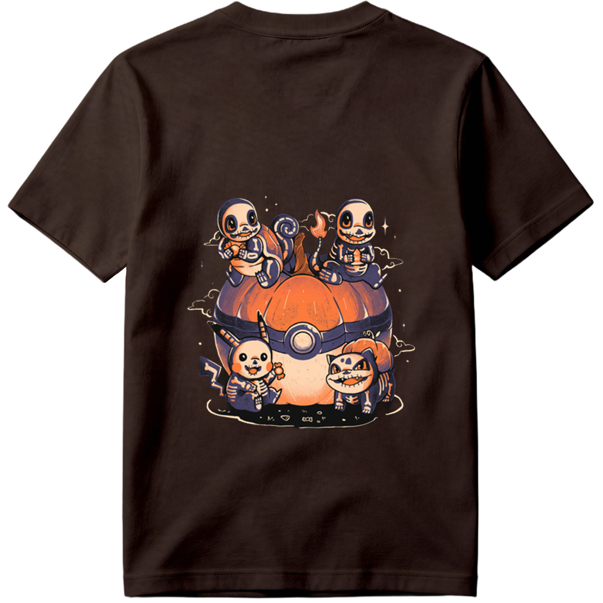 Pokémon: Skeleton Eeveelutions on a Pokéball Pumpkin - Tee