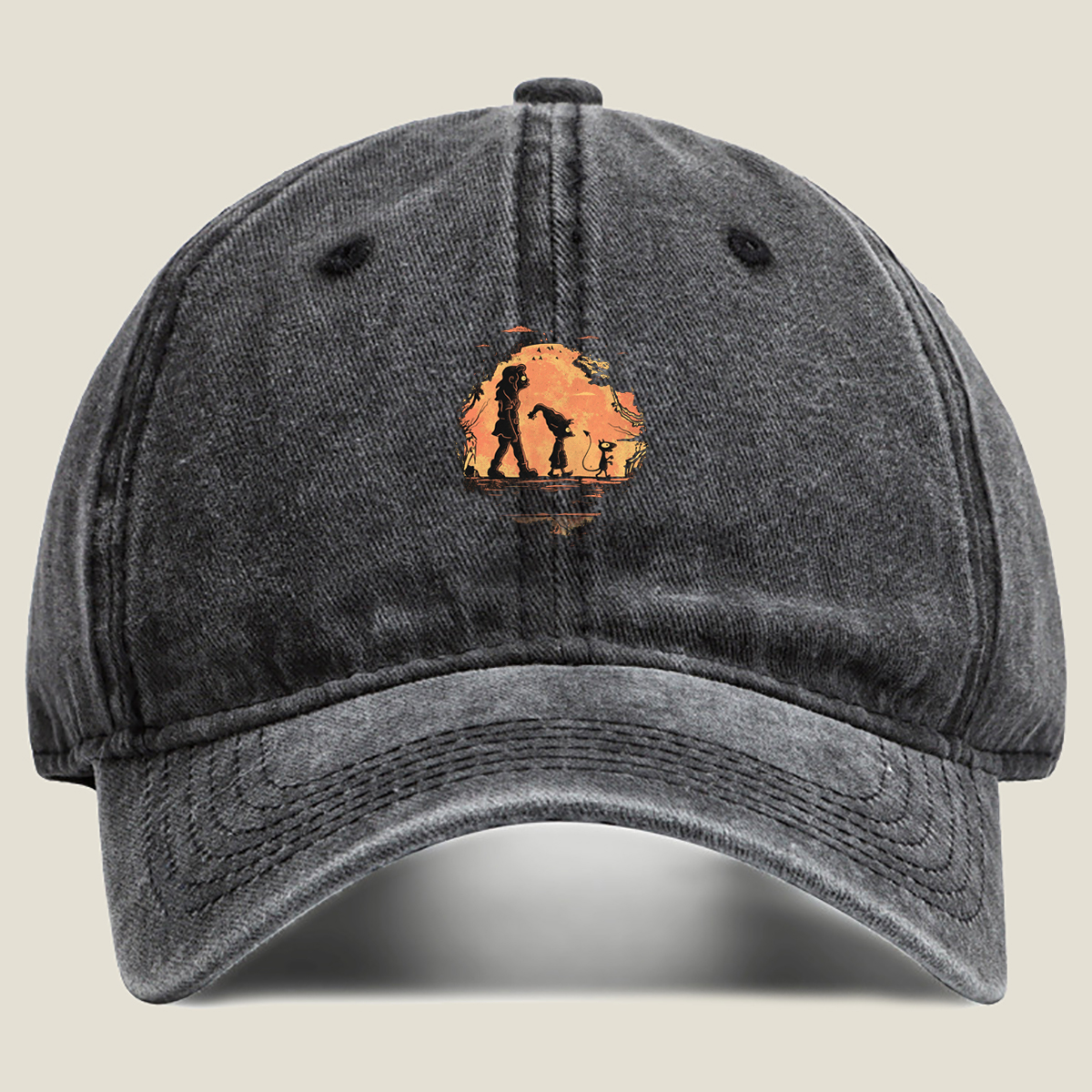 Coraline and the Other Mother with Cat - Washed Denim - Baseball Cap