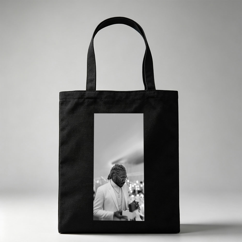 Tory Lanez at a Formal Event Wearing a White Suit and Glasses in Black and White Photo - Canvas tote bags