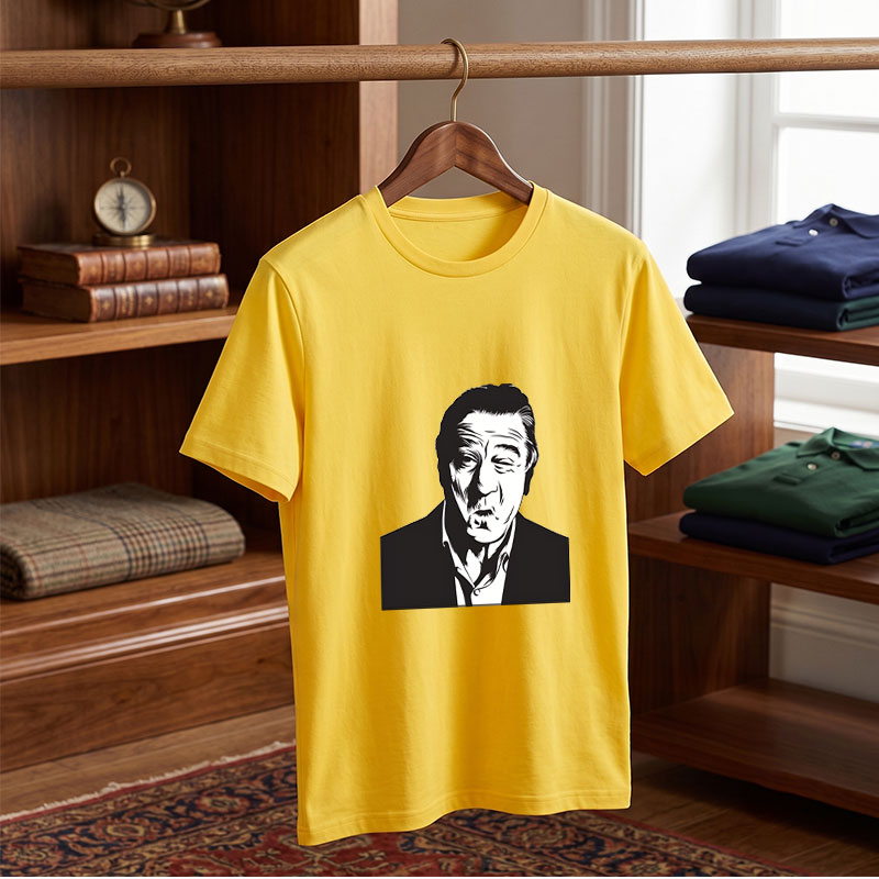 Robert De Niro in a stylized black and white portrait - Tee