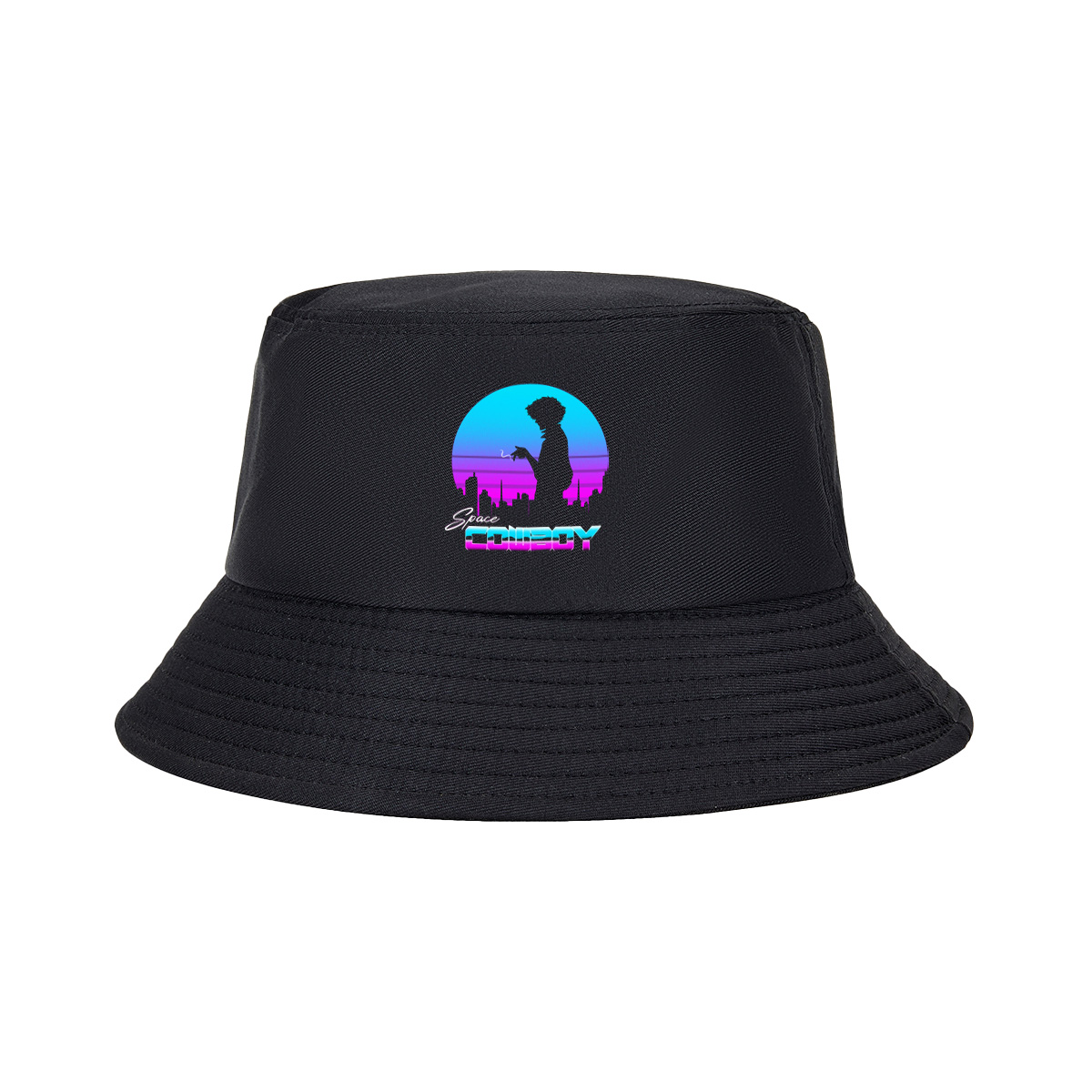 Space Cowboy - Silhouette of a Man Against a Retro-Futuristic Cityscape - Fisherman's Hat