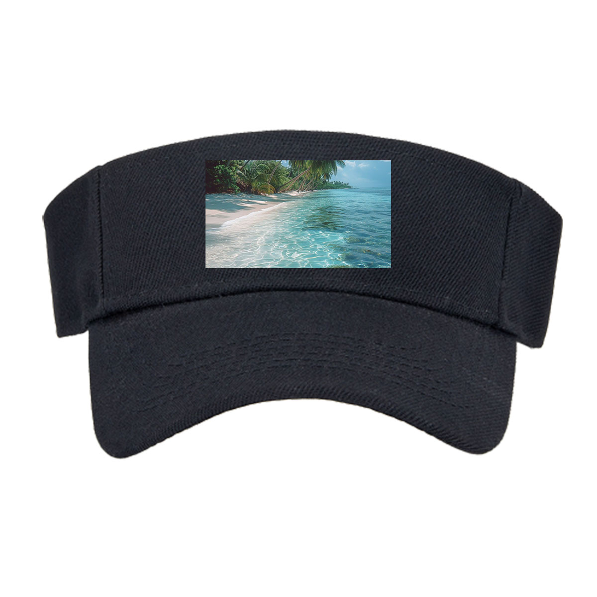 Tropical Beach with Crystal Clear Water and Palm Trees -  Visor cap