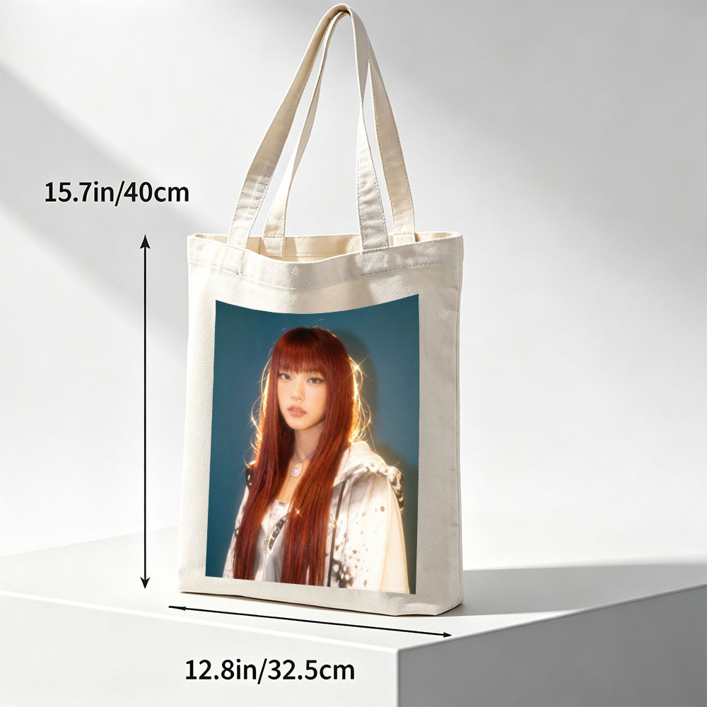 Lisa Blackpink Portrait with Red Hair and Silver Jacket in Studio Lighting - Canvas tote bags