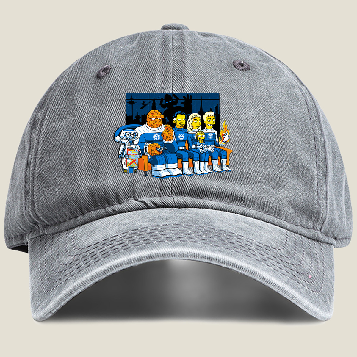 The Simpsons Meet the Fantastic Four - Washed Denim - Baseball Cap