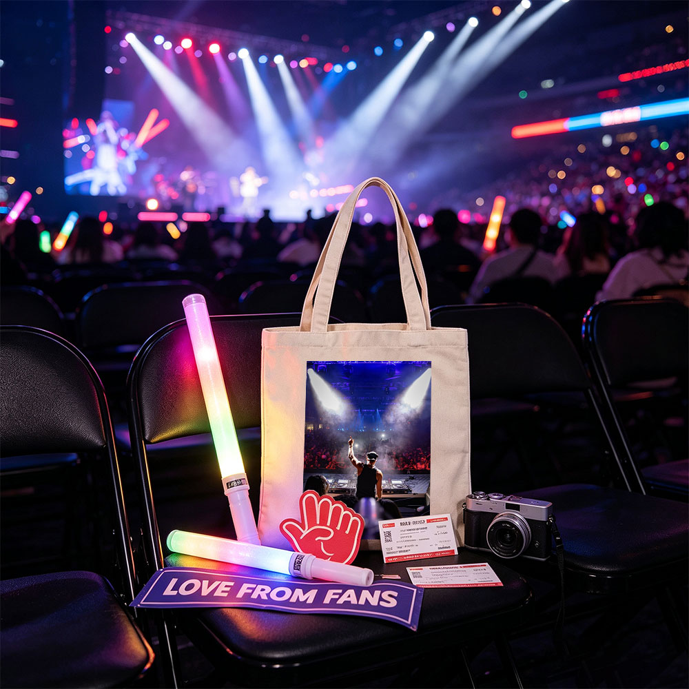 DJ Martin Garrix Performing at a High-Energy Concert with Crowd in the Background - Canvas tote bags