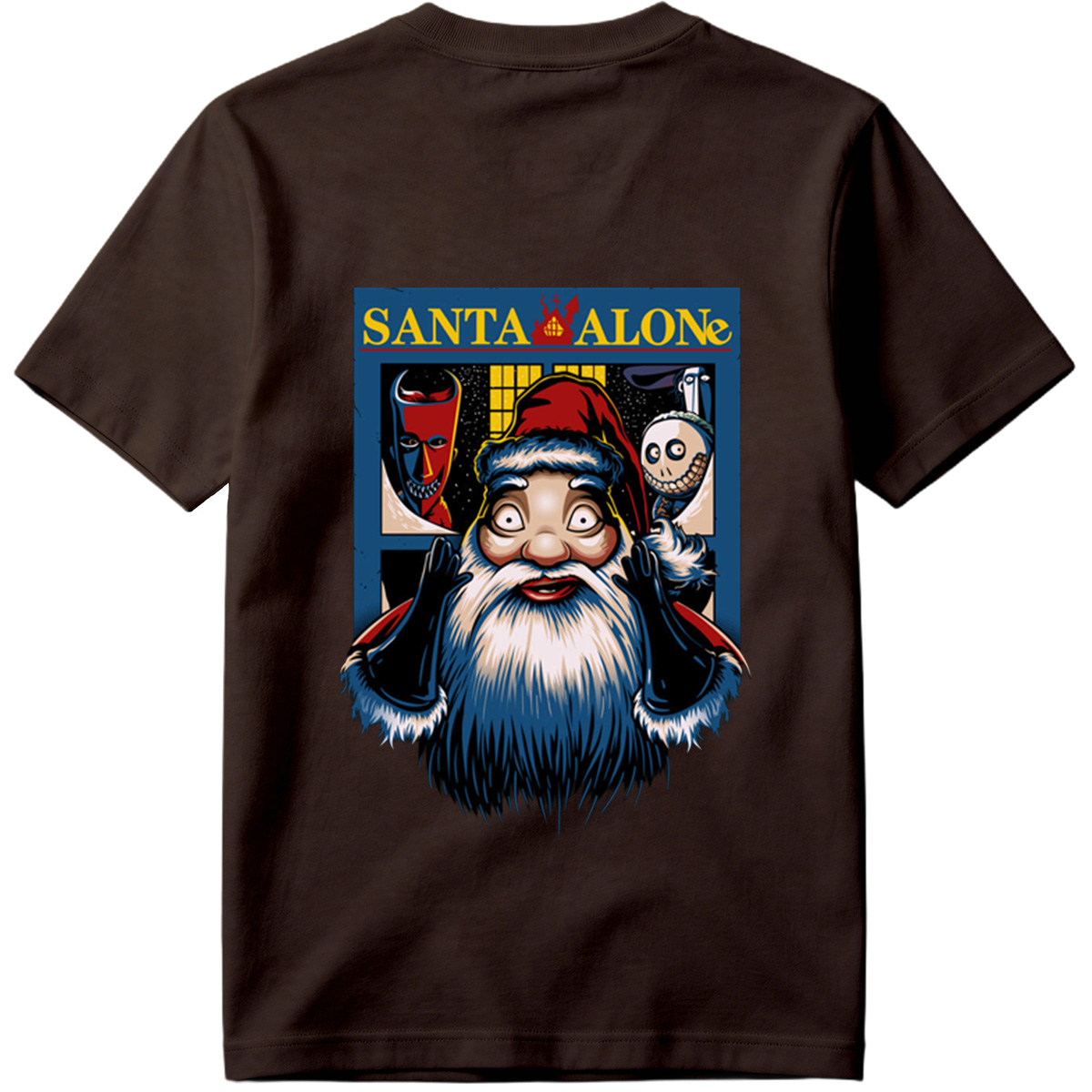 Santa Alone: Santa Claus, Jack Skellington, and Red Mask - Tee