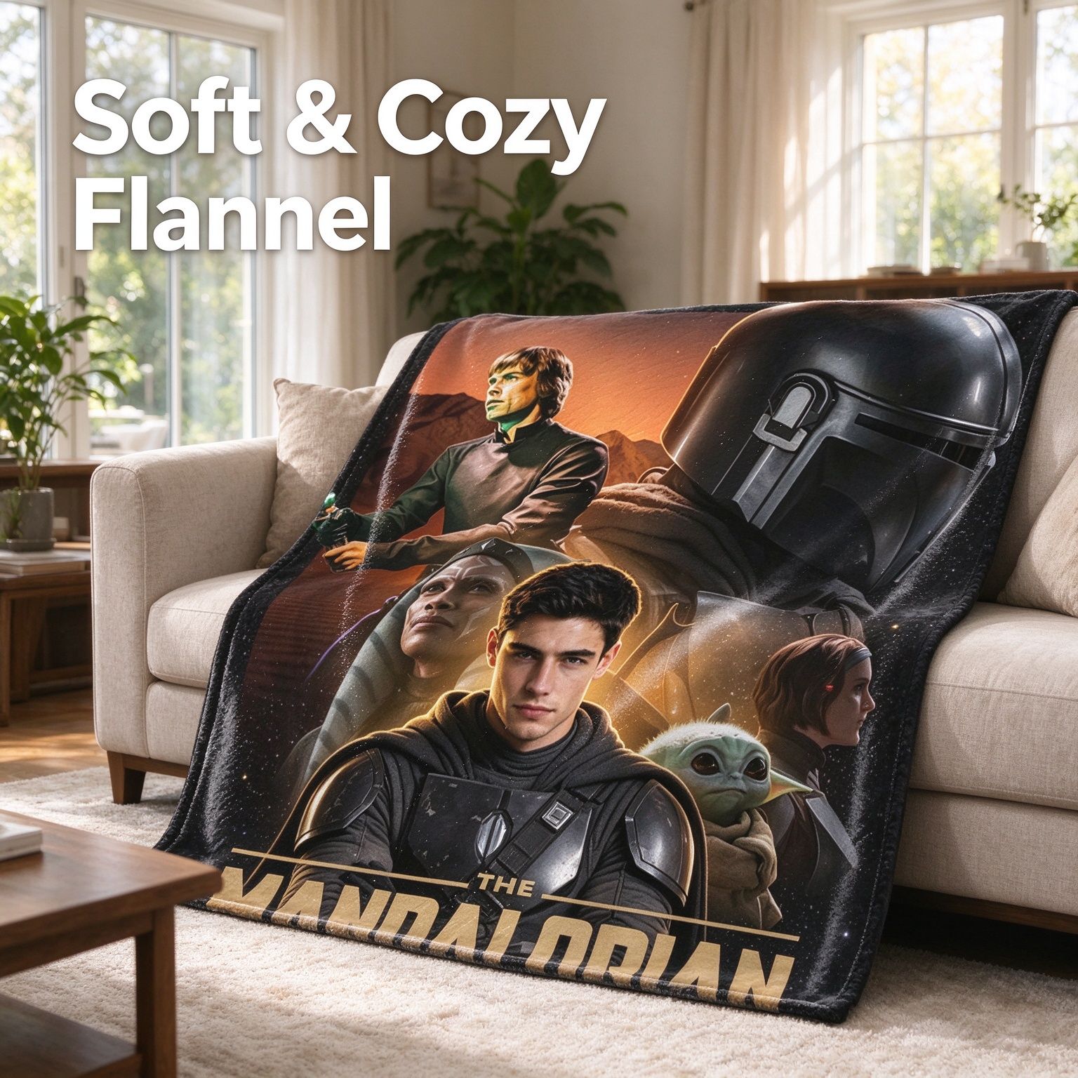 Personalized Face Photo Flannel Blanket Custom Sci-Fi Galactic Hero Throw Ultra Soft Cozy Plush Bed Couch Gift