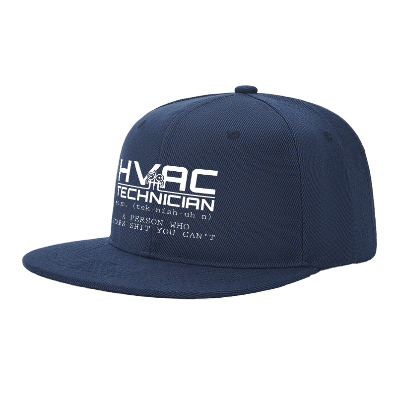 Flat Brim Baseball Cap HVAC Technician Print Streetwear Underground Skate Style For Basketball Court Skate Park Urban Lifestyle Skaters Rappers Streetwear Enthusiasts
