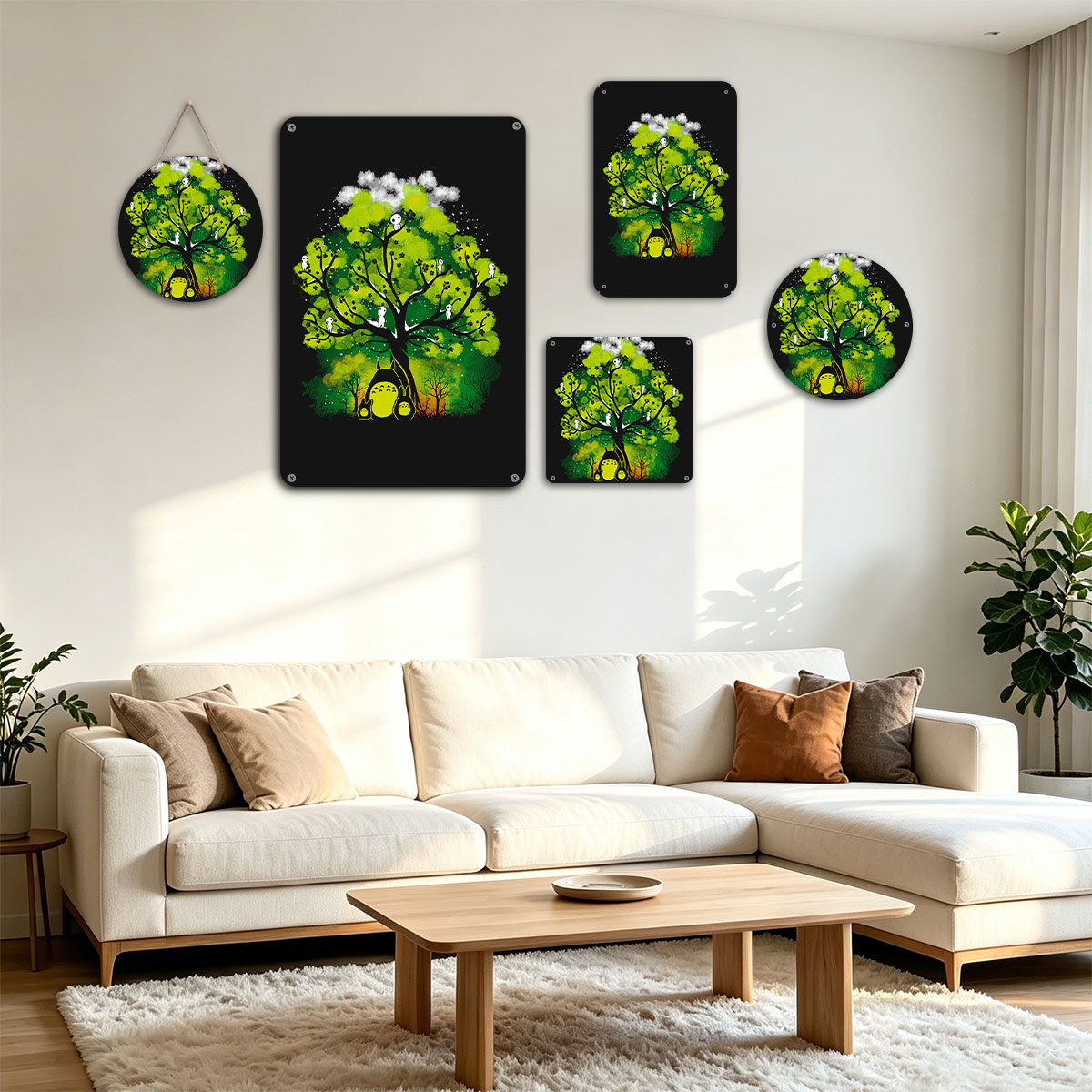 Totoro and Kodama in the Enchanted Forest - painting