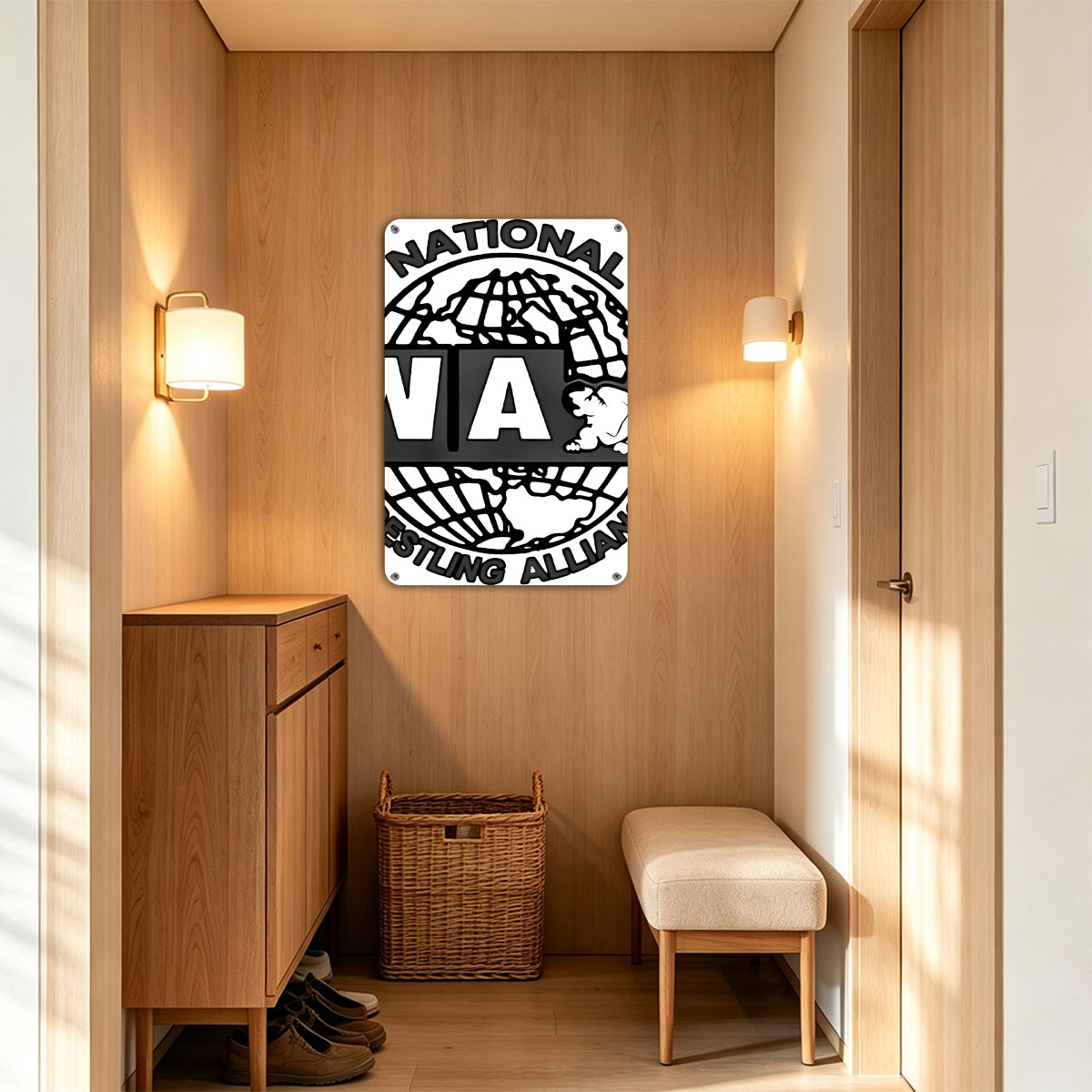 NWA Wrestling Alliance Logo Featuring Global Design and Classic Typography - painting