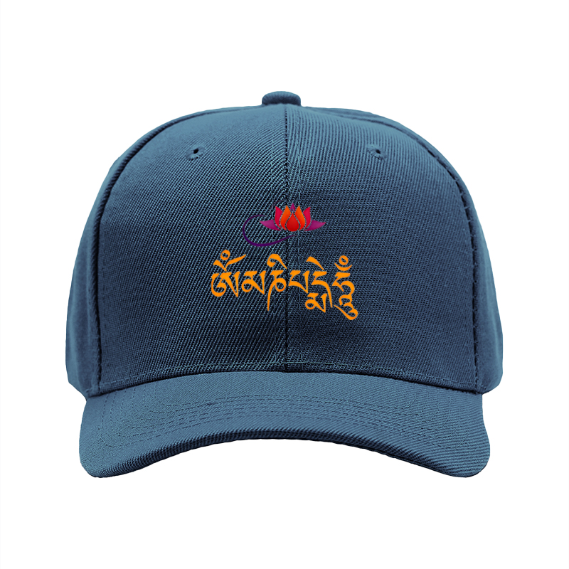 1pc New Baseball Cap with Lotus Flower and Tibetan Script Print Unisex Adjustable Hat for Outdoor Activities and Casual Wear Suitable for Adults and Teenagers