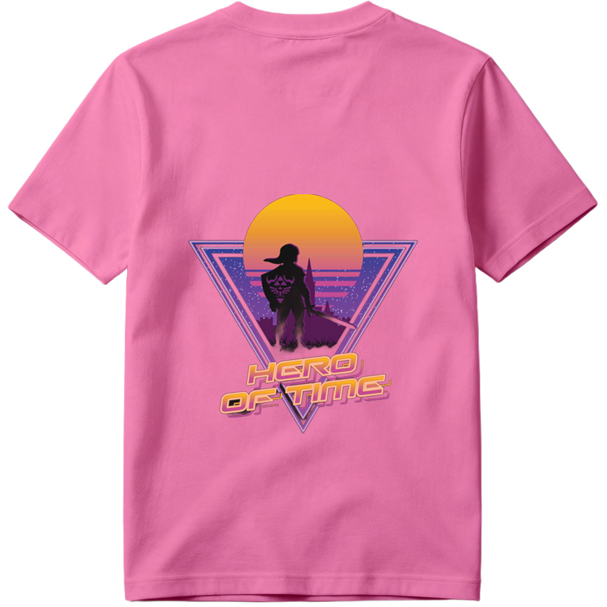 Hero of Time: Link Silhouette in Retro Sunset Scene - Tee