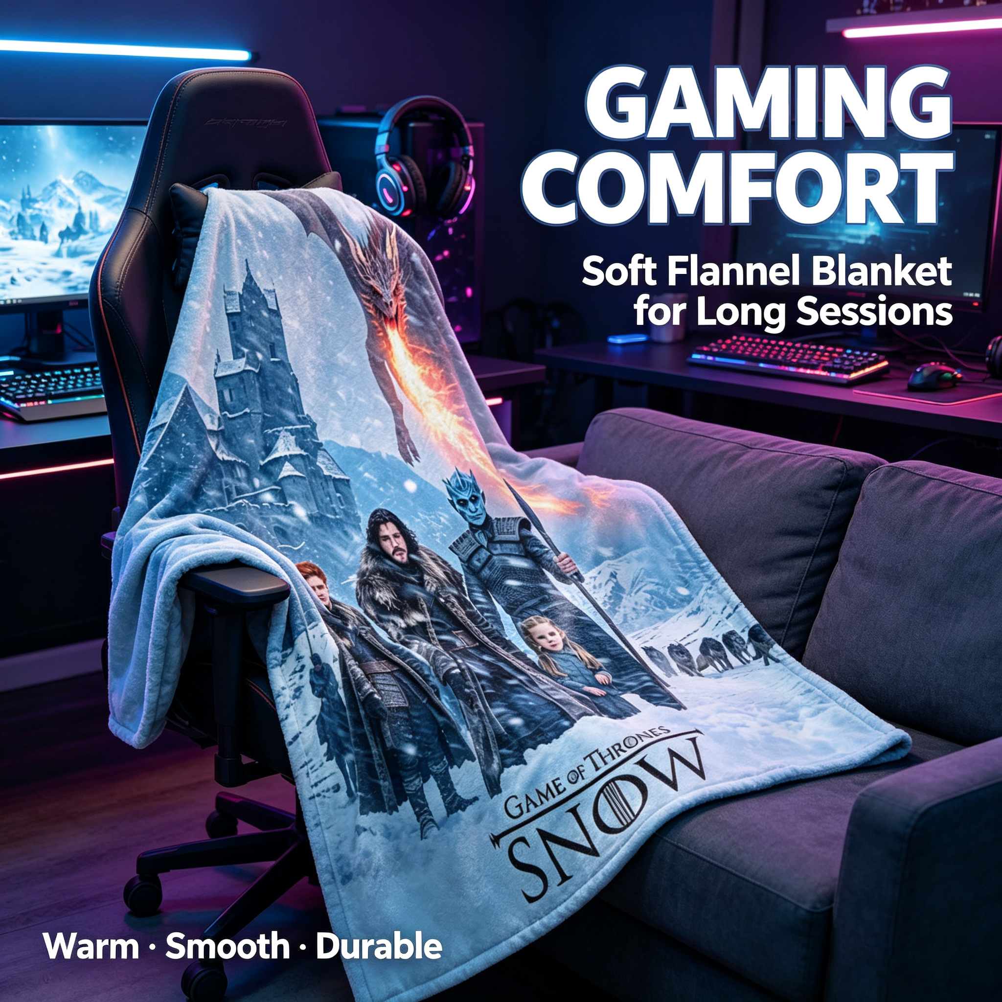 Custom Face Blanket Game of Thrones Snow Flannel Blanket for Winter Nights Cozy Living Room Decor Gift Idea for Fans 2025