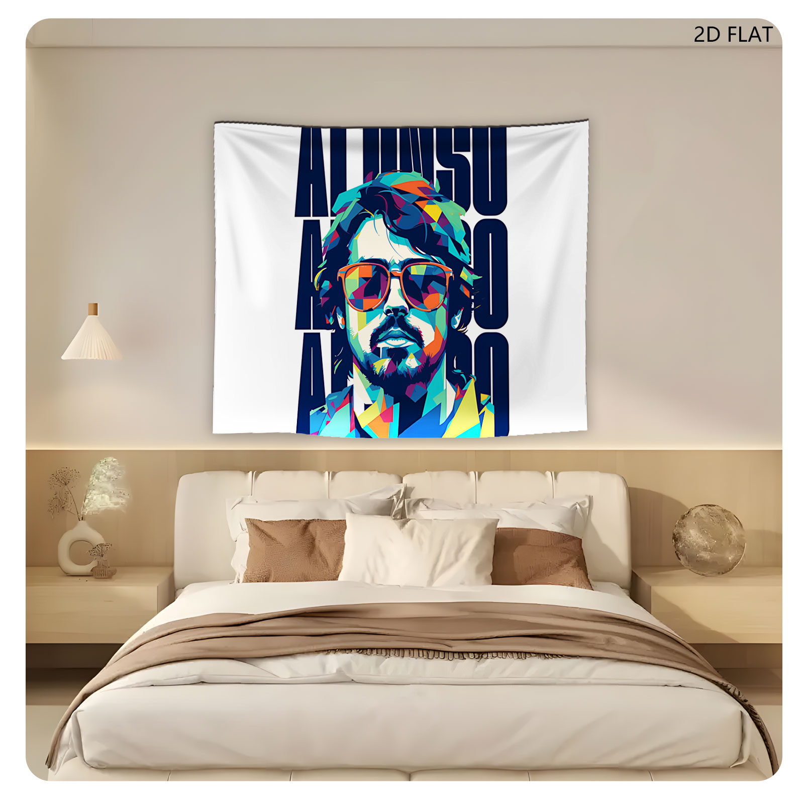 Alonso: Colorful Pop Art Portrait of a Man with Sunglasses - Tapestry