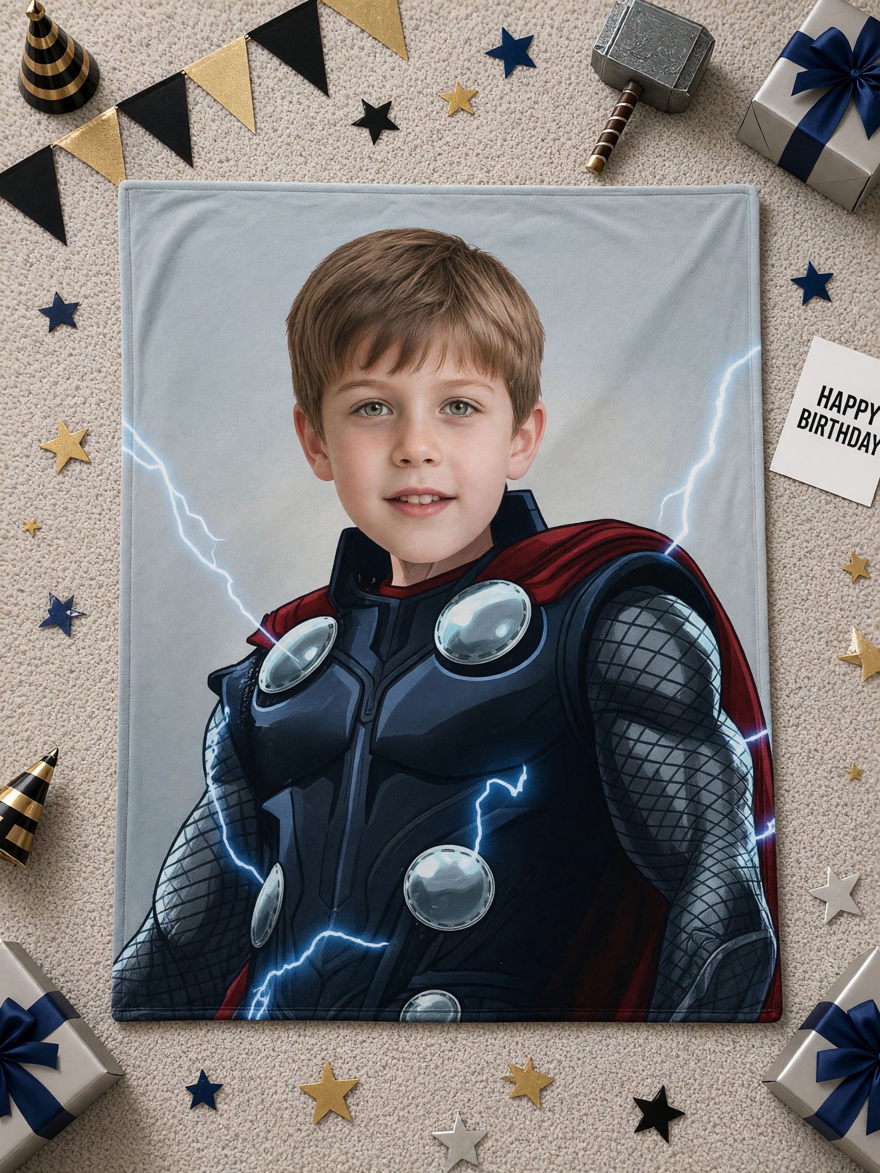 Custom Face Blanket Personalized Superhero Picture Flannel Fleece Throw Soft Anti-Pilling Ideal Keepsake Gift